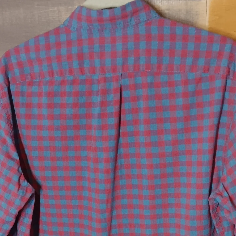 J.Crew Organic Cotton Slim Button Down Shirt M Red Blue
